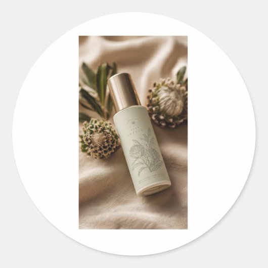 Luxury Botanical Skincare Label Design ラウンドシール (正面)
