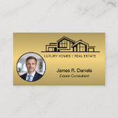 Luxury Brass Gold Real Estate Chic Professional 名刺 (正面)