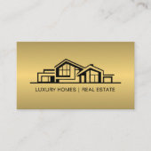 Luxury Brass Gold Real Estate Chic Professional 名刺 (正面)