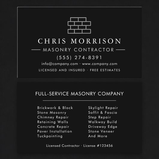 Luxury Bricklayer Brick Masonry Construction 名刺