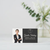 Luxury Broker Realtor Neutral Photo QR Code  名刺 (スタンド正面)