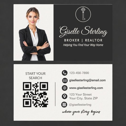 Luxury Broker Realtor Neutral Photo QR Code  名刺