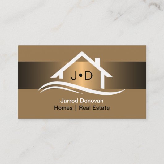 Luxury Bronze Gold Real Estate Classy Professional 名刺 (正面)
