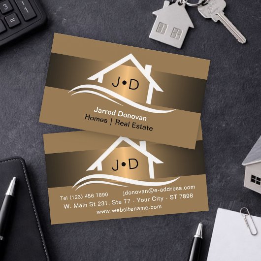 Luxury Bronze Gold Real Estate Classy Professional 名刺