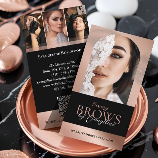 Luxury Brow Artist Salon Arch Photo Black Rose 名刺