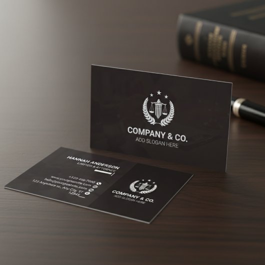 Luxury Brown and White Leather Look Attorney  名刺