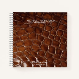 Luxury Brown Crocodile Leather Attorney at Law ノートブック
