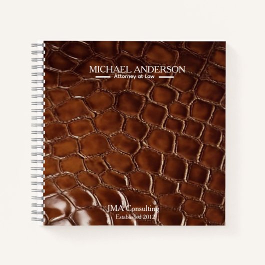 Luxury Brown Crocodile Leather Attorney at Law ノートブック (正面)