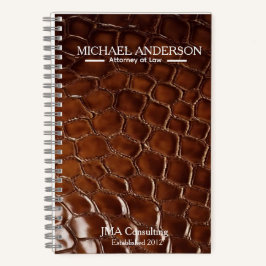 Luxury Brown Crocodile Leather Attorney at Law ノートブック