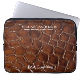 Luxury Brown Crocodile Leather Attorney at Law ラップトップスリーブ