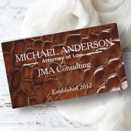 Luxury Brown Crocodile Leather Attorney at Law 名刺