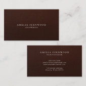 Luxury Brown Leather Professional Minimal Custom 名刺 (正面/裏面)