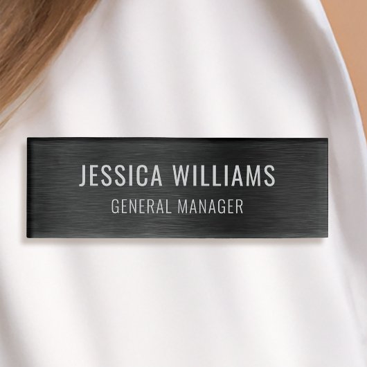 Luxury Brushed Black Steel Professional Modern 名札