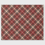 Luxury Burgundy and Cream Diagonal Tartan Plaid ラッピングペーパー (フラット)