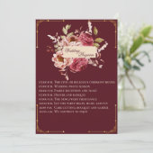 Luxury Burgundy and Gold Floral Wedding Program プログラム (スタンド正面)
