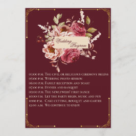 Luxury Burgundy and Gold Floral Wedding Program プログラム