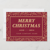 Luxury Burgundy & Antique-Gold Business Christmas シーズンカード (正面)