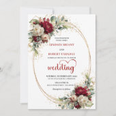 Luxury Burgundy Bohemian Floral Wedding Invitation 招待状 (正面)