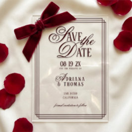 Luxury Burgundy Calligraphy Wedding Save The Date アクリル招待状