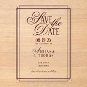 Luxury Burgundy Calligraphy Wedding Save The Date アクリル招待状 (正面)