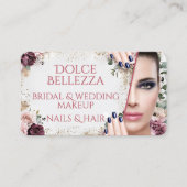 Luxury Burgundy Floral Bridal Makeup Artist 名刺 (正面)