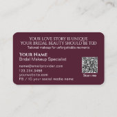 Luxury Burgundy Floral Bridal Makeup Artist 名刺 (裏面)