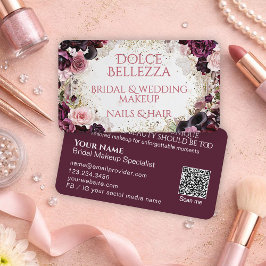 Luxury Burgundy Floral Bridal Makeup Artist 名刺