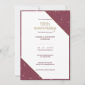 Luxury burgundy gold 50th Wedding Anniversary  招待状 (正面)