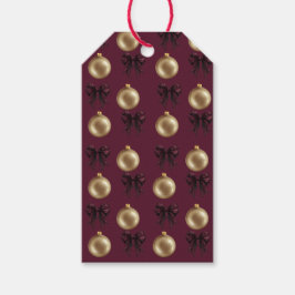 Luxury Burgundy & Gold Baubles & Bows ギフトタグ