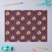 Luxury Burgundy & Gold Baubles & Bows 薄葉紙 (クラフト)