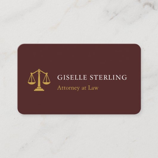 Luxury Burgundy Gold Lawyer QR Code 名刺 (正面)