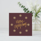 Luxury Burgundy & Gold Personalised Christmas Card (スタンド正面)