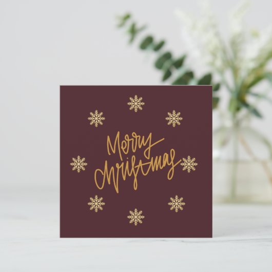 Luxury Burgundy & Gold Personalised Christmas Card (スタンド正面)