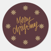 Luxury Burgundy & Gold Personalised Christmas Card ラウンドシール (正面)