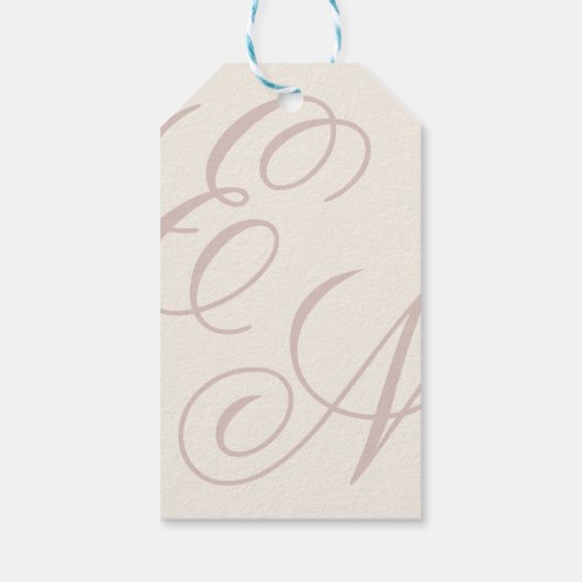 Luxury Burgundy Monogram Calligraphy Wedding ギフトタグ (裏面)