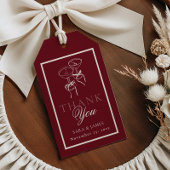 Luxury Burgundy Monogram Calligraphy Wedding ギフトタグ