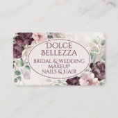 Luxury Burgundy Purple Floral Bridal Makeup Artist 名刺 (正面)