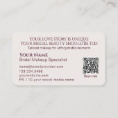 Luxury Burgundy Purple Floral Bridal Makeup Artist 名刺 (裏面)