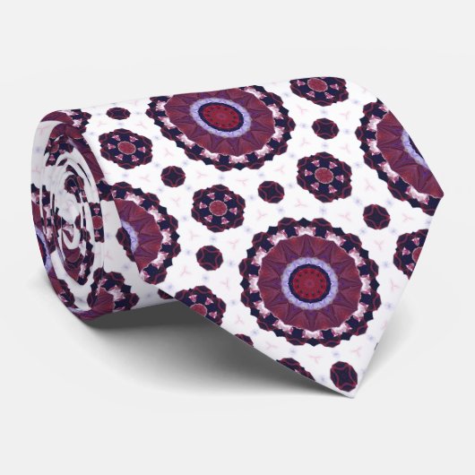 Luxury Burgundy & Purple Mandala Pattern Neck Tie ネクタイ (ロール)