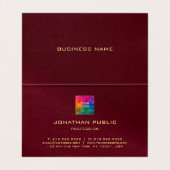 Luxury Burgundy Redあなたのロゴを折り畳んでアップロード 名刺 (内部フラット)