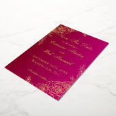 Luxury Burgundy Red and Gold Save The Date Card 箔招待状 (回転した状態)