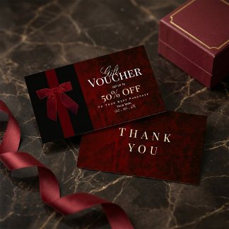 Luxury Burgundy Red Gift Voucher & Thank You Card  名刺