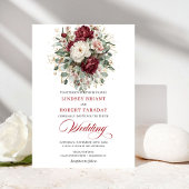 Luxury Burgundy White Floral Eucalyptus Wedding  招待状