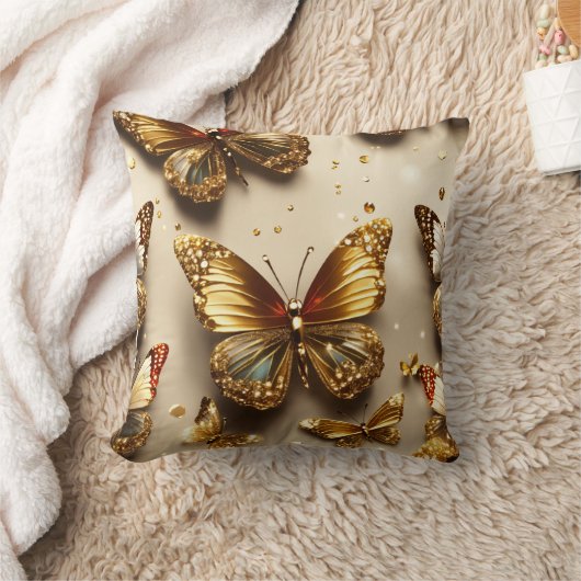 "Luxury Butterfly Bliss: 3D Sparkling Butterfly  クッション (ブランケット)