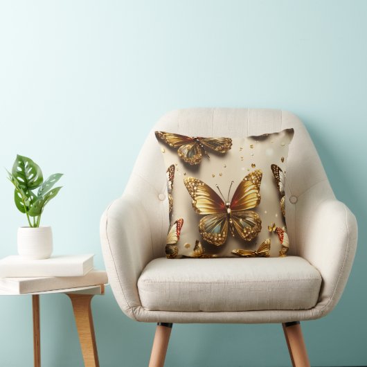 "Luxury Butterfly Bliss: 3D Sparkling Butterfly  クッション (椅子)
