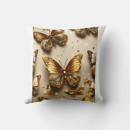 "Luxury Butterfly Bliss: 3D Sparkling Butterfly  クッション (裏面)