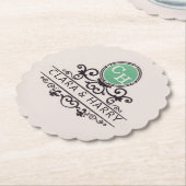 Luxury Calligraphic Elegant Monogram Minimal ペーパーコースター (アングル)