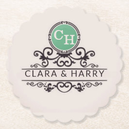 Luxury Calligraphic Elegant Monogram Minimal ペーパーコースター
