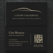 Luxury Car Service QR Code Black & Gold 名刺