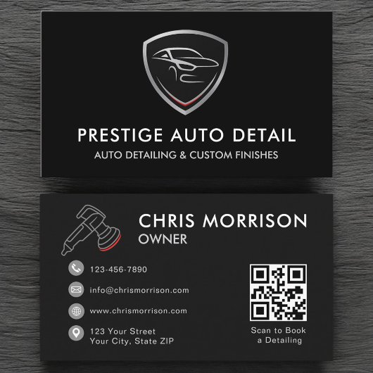 Luxury Car Wash QR Code Auto Detailing Service 名刺